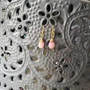 Dainty Pink and Gold Dangle Earrings